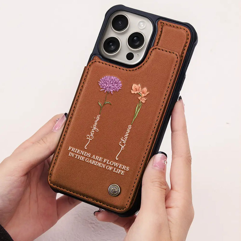 Gift For Bestie,Happy - It Takes A Long Time To Grow An Old Friend - Personalized Leather Flip Wallet Phone Case