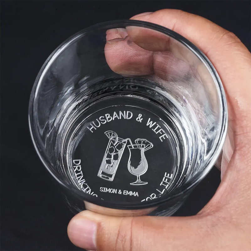Gift For Couples,Gift For Husband,Gift For Wife,Gift For Boyfriend,Gift For Girlfriend - Husband & Wife Drinking Buddies For Life - Personalized Engraved Whiskey Glass