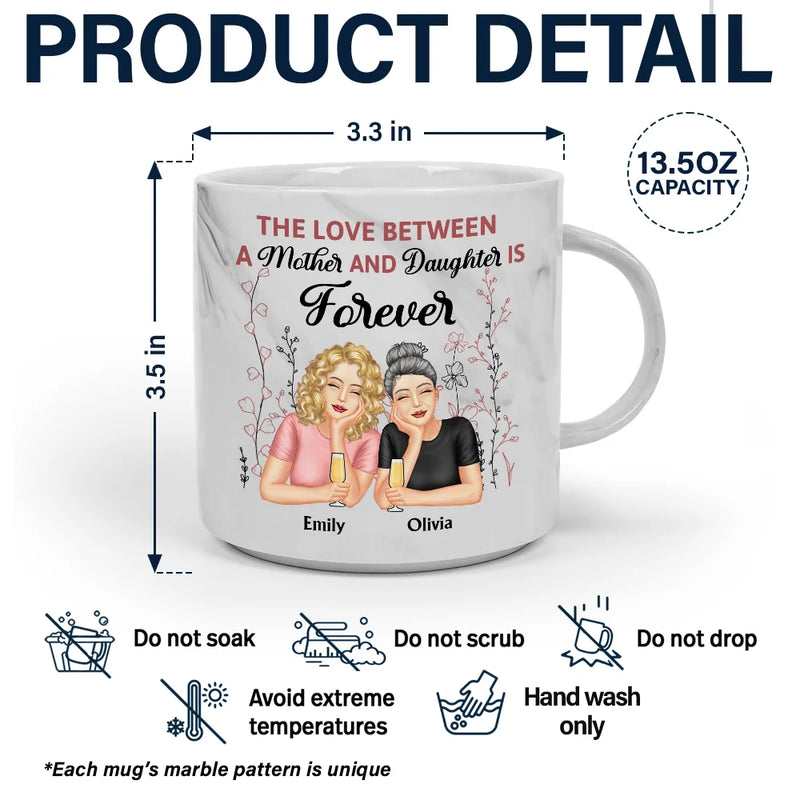 Gift For Mother,Gift For Daughter,Mom - Daughters (Adult),Love - Mother And Daughter Forever - Personalized Marble Mug