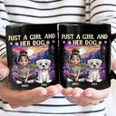 Dog Lovers,Pet Lovers,Dog Mom,Dog Dad,Pet Mom,Pet Dad - Rainbow Just A Girl And Her Dog - Personalized Black Mug