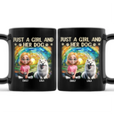 Dog Lovers,Pet Lovers,Dog Mom,Dog Dad,Pet Mom,Pet Dad - Rainbow Just A Girl And Her Dog - Personalized Black Mug