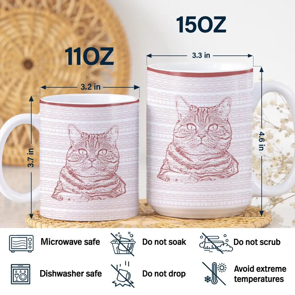 Dog Lovers,Dog Mom,Dog Dad,Cat Lovers,Cat Mom,Cat Dad,Pet Lovers,Pet Mom,Pet Dad,Love - Custom Photo Pencil Drawing Dog Cat Parents Hidden Message - Personalized White Edge-to-Edge Mug