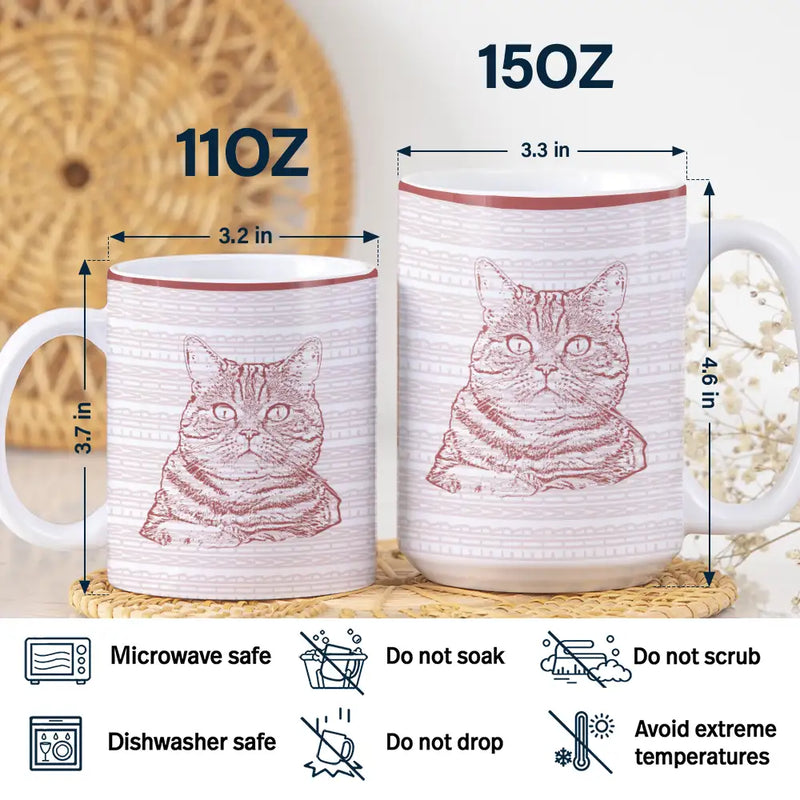 Dog Lovers,Dog Mom,Dog Dad,Cat Lovers,Cat Mom,Cat Dad,Pet Lovers,Pet Mom,Pet Dad,Love - Custom Photo Pencil Drawing Dog Cat Parents Hidden Message - Personalized White Edge-to-Edge Mug