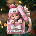 Christmas,New baby,New Dad,New Mom - Baby First Christmas, Baby Reveals, Gift Box 3D Effect - Personalized Custom Shaped Acrylic Ornament