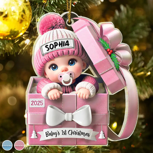Baby First Christmas, Baby Reveals, Gift Box 3D Effect Baby First Christmas, Baby Reveals, Gift Box 3D Effect