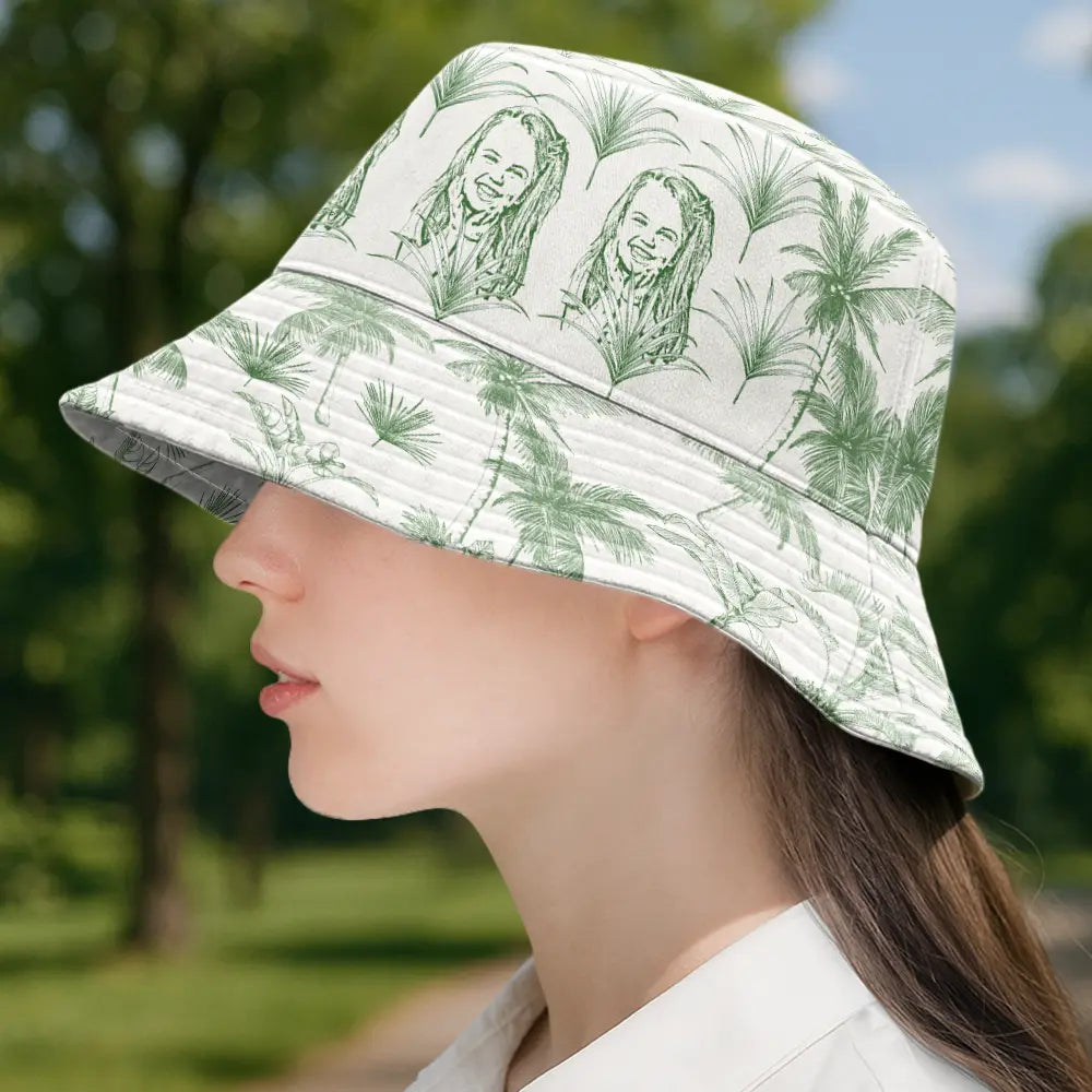 Gift For Yourself,Gift For Women,Gift For Men,Pet Lovers,Dog Lovers,Cat Lovers,Dog Mom,Dog Dad,Cat Mom,Cat Dad,Pet Mom,Pet Dad,Summer - Custom Photo Pencil Drawing Toile De Jouy Pattern Family Pet - Personalized Bucket Hat
