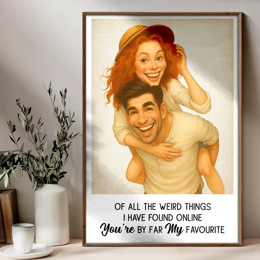 Gift For Wife,Gift For Husband,Gift For Couples,Gift For Girlfriend,Gift For Boyfriend,Funny,Family,Gift For Sibling - Custom Photo Caricature Funny Couple Family I'm Yours No Returns - Personalized Poster