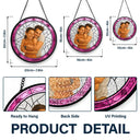 Gift For Wife,Gift For Husband,Gift For Couples,Gift For Girlfriend,Gift For Boyfriend,Funny,Family,Gift For Sibling - Custom Photo Caricature Funny Couple Family - Personalized Stained Glass Window Hanging Suncatcher