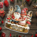 Christmas,Gift For Couples,Old Couples,Gift For Husband,Gift For Wife,Happy - 3D Effect Gnome Couple Growing Old Together - Personalized Custom Shaped Acrylic Ornament