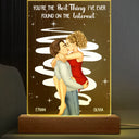 Kissing Couple Best Thing On The Internet - Gift For Couples - Personalized 3D Led Light Wooden Base