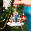 Gift For Couples,Gift For Husband,Gift For Wife,Gift For Boyfriend,Gift For Girlfriend,Happy,Christmas - Couple Side View I Want To Annoy For The Rest Of My Life - Personalized Custom Shaped Acrylic Ornament