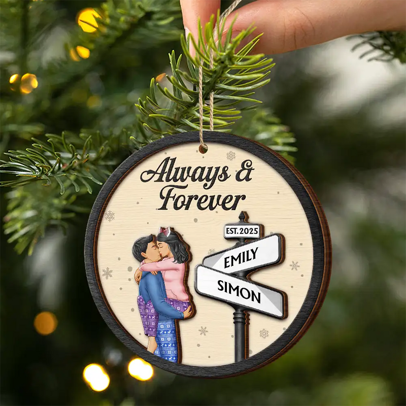 Gift For Couples,Gift For Husband,Gift For Wife,Gift For Boyfriend,Gift For Girlfriend,Christmas,Happy - Couple Street Sign God Gave Me You Better Together - Personalized 2-Layered Wooden Ornament