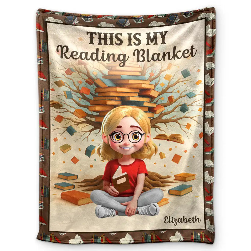 Reading,Gift For Yourself,Happy - This Is My Reading Blanket 3D Effect - Personalized Fleece Blanket, Sherpa Blanket