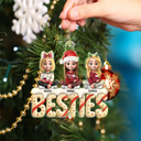 Gift For Bestie,Gifts For Colleagues,Gift For Sisters,Christmas,Happy - Besties Sisters Colleagues Christmas Tree Cake 3D Effect - Personalized Custom Shaped Acrylic Ornament