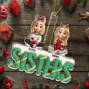 Gift For Bestie,Gifts For Colleagues,Gift For Sisters,Christmas,Happy - Besties Sisters Colleagues Christmas Tree Cake 3D Effect - Personalized Custom Shaped Acrylic Ornament