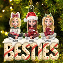 Gift For Bestie,Gifts For Colleagues,Gift For Sisters,Christmas,Happy - Besties Sisters Colleagues Christmas Tree Cake 3D Effect - Personalized Custom Shaped Acrylic Ornament