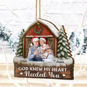 Christmas,Gift For Couples,Gift For Husband,Gift For Wife,Gift For Boyfriend,Gift For Girlfriend,Happy - Custom Photo God Gave Me You Couple Red Barn - Personalized Custom Shaped Wooden Ornament
