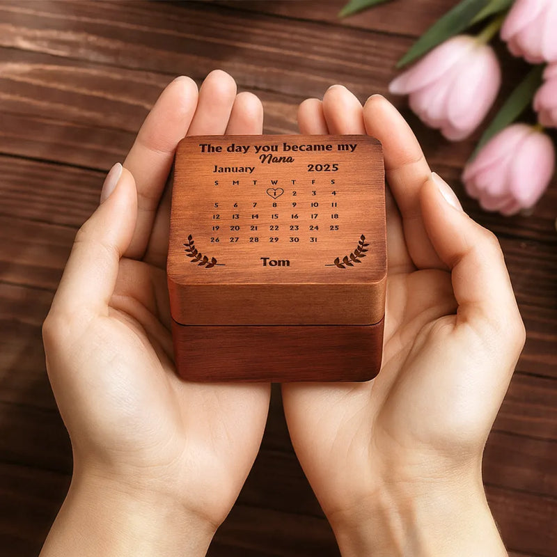 Gift For Women,Gift For Mother,Gift For Father,Parents,Gift For Grandparents,Gift For Grandma,Gift For Grandpa,New Dad,New baby,New Mom,Love - Custom Photo Calendar The Day You Became My Mommy Daddy - Personalized Wooden Accordion Photo Box