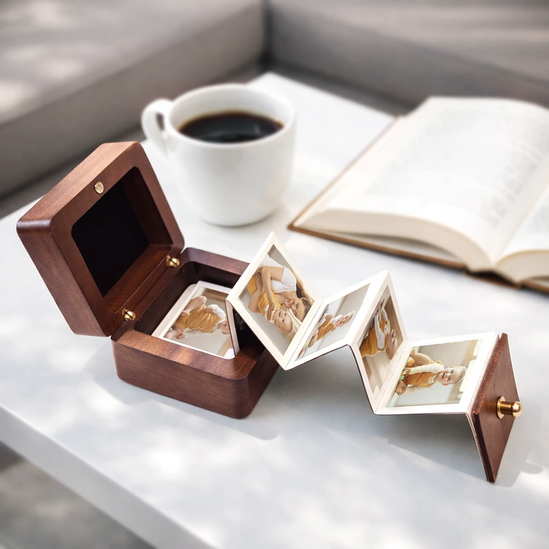 Gift For Women,Gift For Mother,Gift For Father,Parents,Gift For Grandparents,Gift For Grandma,Gift For Grandpa,New Dad,New baby,New Mom,Love - Custom Photo Calendar The Day You Became My Mommy Daddy - Personalized Wooden Accordion Photo Box