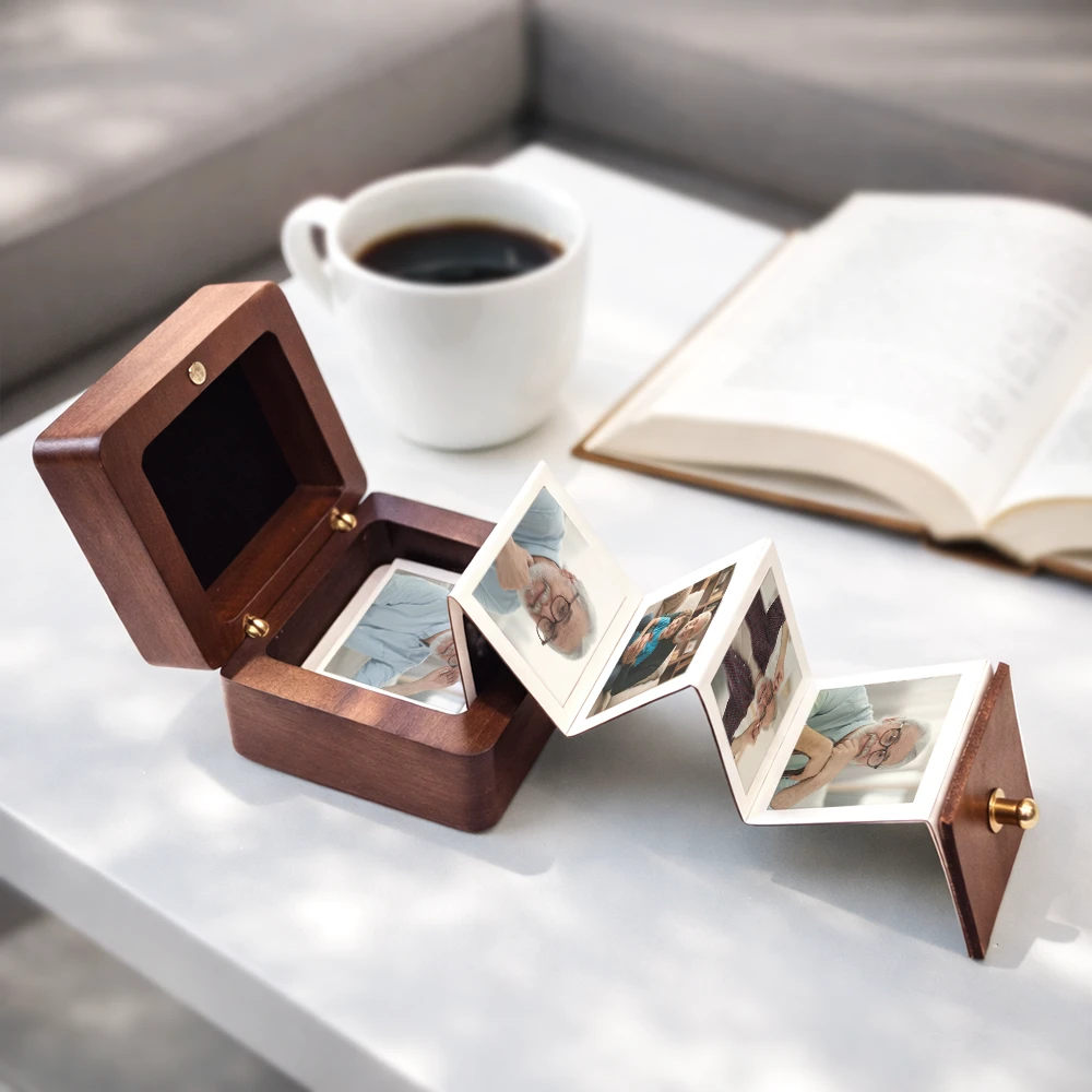 Gift For Yourself,Gift For Women,Gift For Men,Memorial,Sad - Custom Photo Calendar The Moment Your Heart Stopped - Personalized Wooden Accordion Photo Box