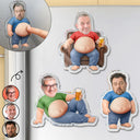 Gift For Father,Custom Photo,Humorous,Cut-Face Photo - Custom Photo Chilling Dad Bod - Personalized Squishy Acrylic Fridge Magnet