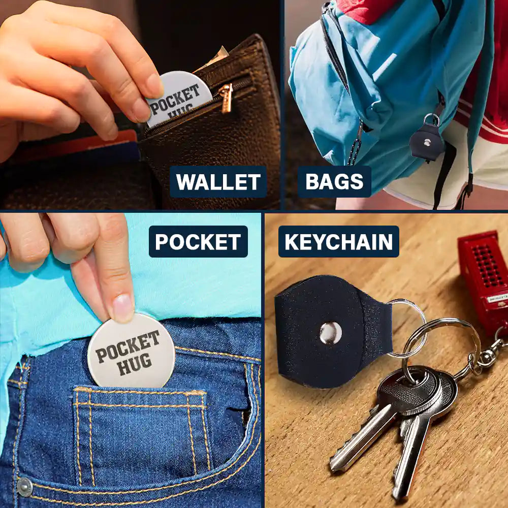 Pochette en cuir personnalisée avec photo « Considérez-la comme un gros câlin et je vous aime »