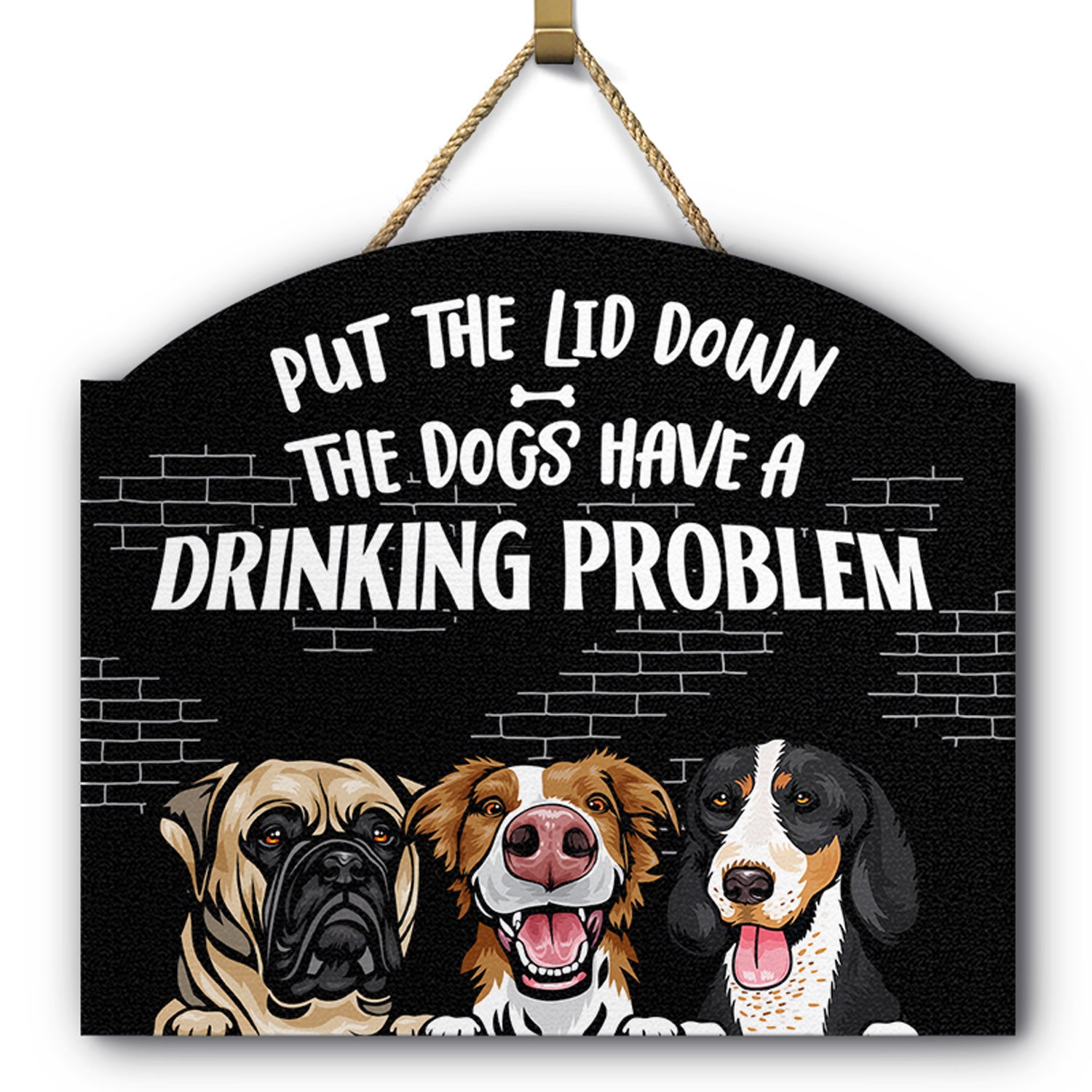 Dog Lovers Put The Lid Down - Funny Bathroom Decor, Gift For Dog Lovers - Personalized Custom Shaped Wood Sign