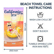 Beach Pool Flamingo Girl - Gift For Women, Gift For Yourself - Personalized Custom Beach Towel