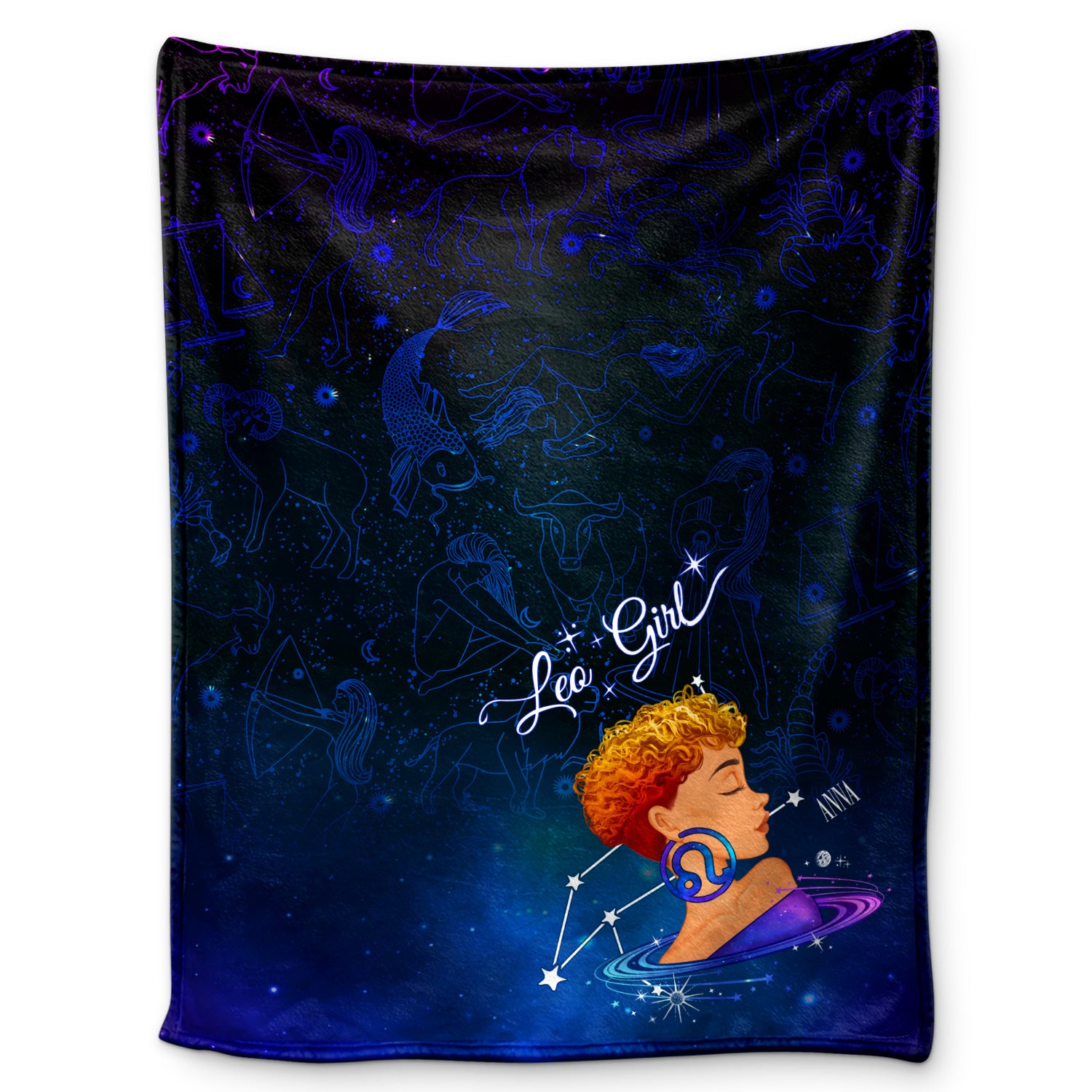 Zodiac Sign Girl - Birthday Gift For Women - Personalized Fleece Blanket