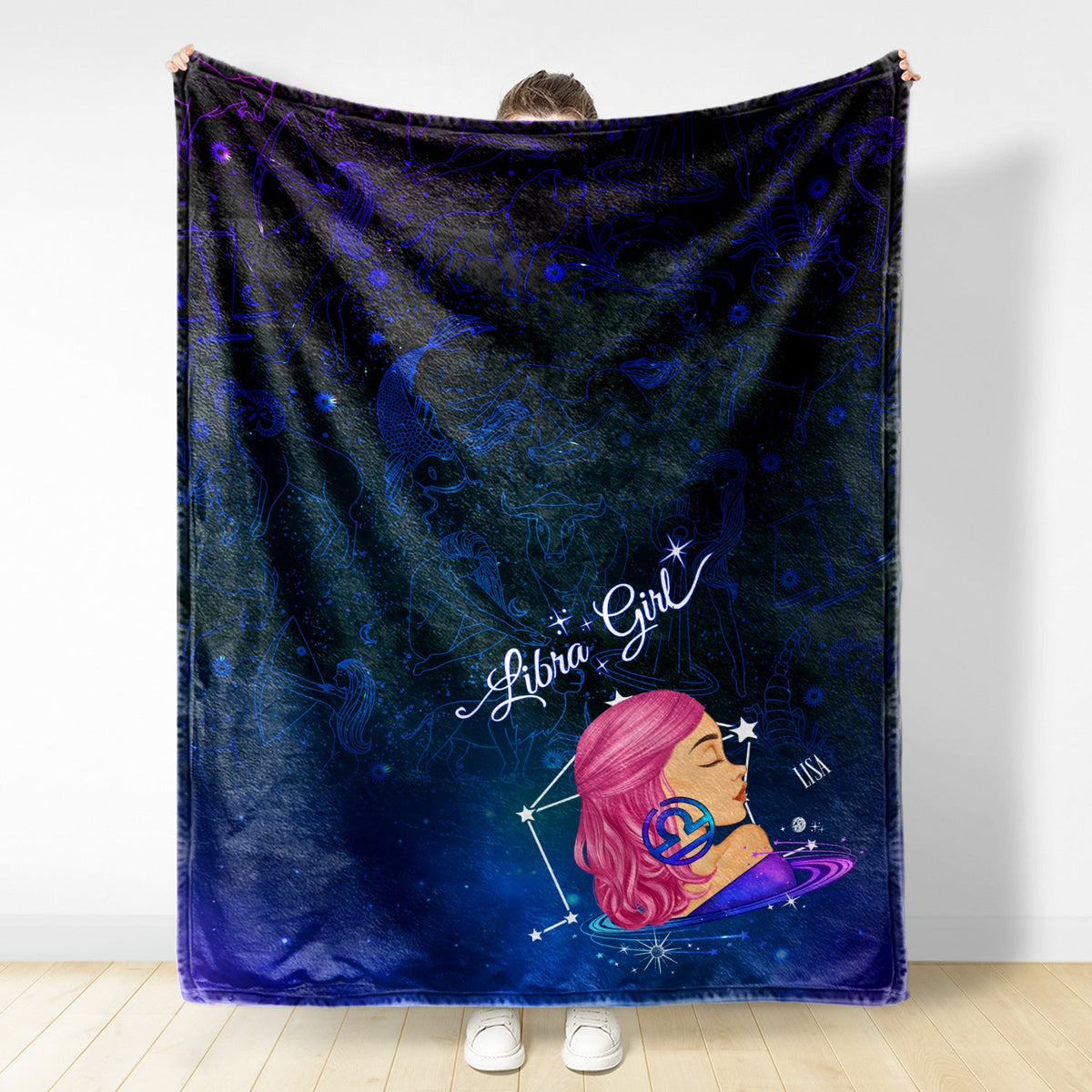 Zodiac Sign Girl - Birthday Gift For Women - Personalized Fleece Blanket