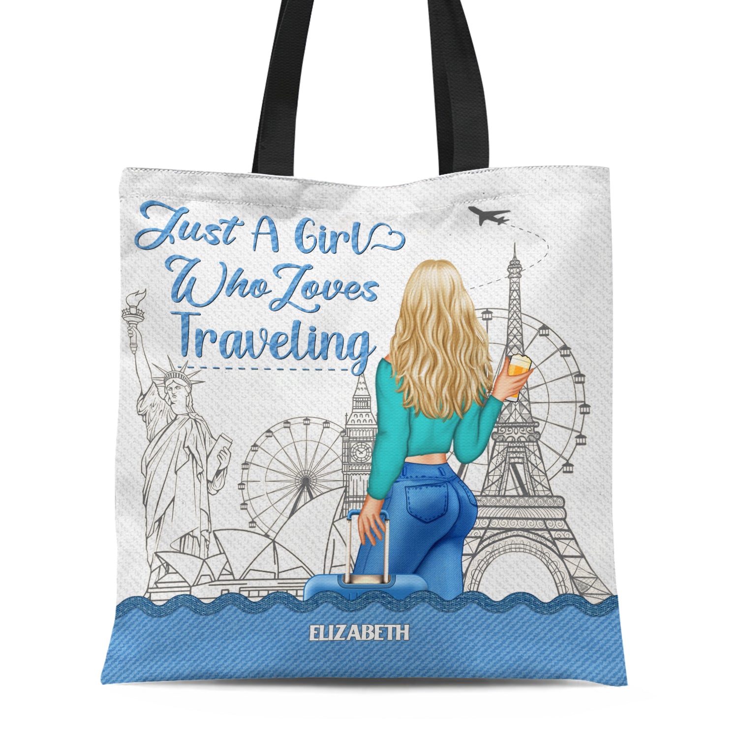 Traveling Just A Girl Who Loves Traveling - Gift For Women - Personalized Zippered Canvas Bag