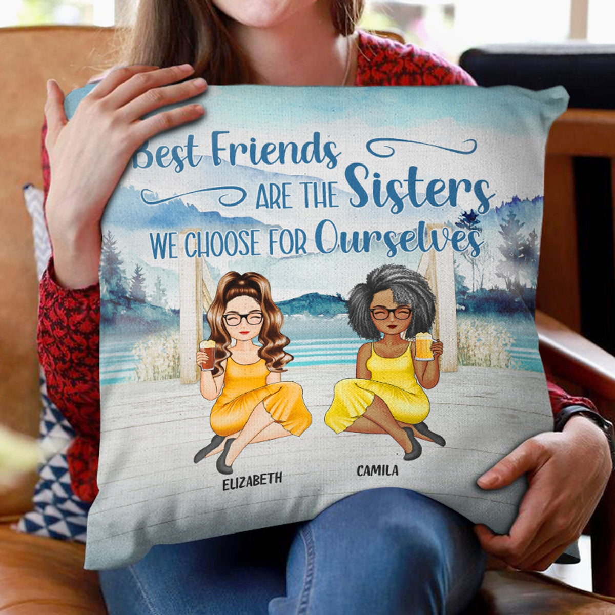 Lake Bestie Best Friends Are The Sisters - Gift For Besties - Personalized Pillow