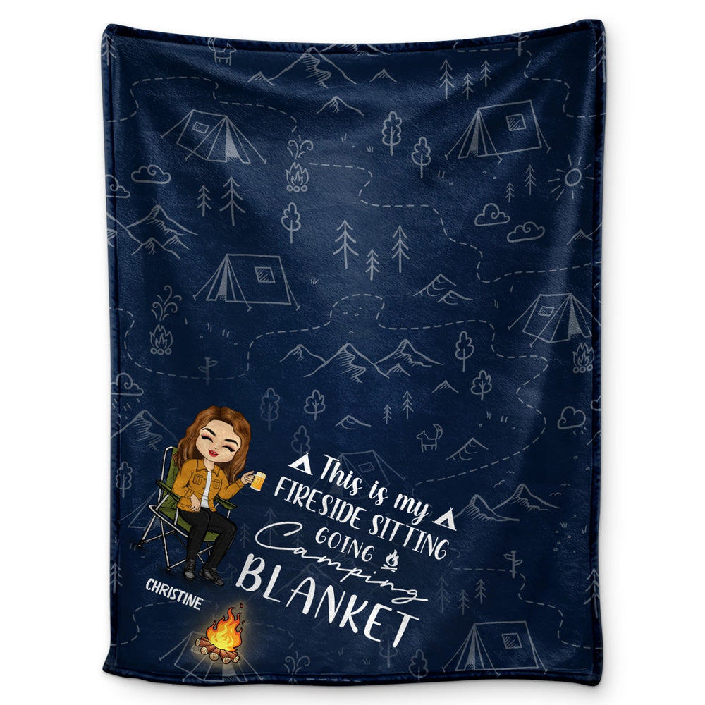 Fireside Sitting Going Camping - Gift For Yourself, Gift For Women, Gift For Men - Personalized Fleece Blanket