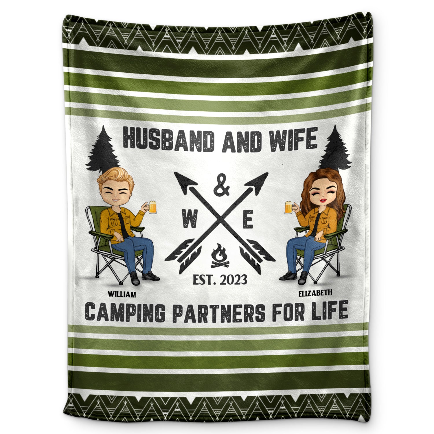 Camping Partners For Life - Gift For Couples - Personalized Fleece Blanket