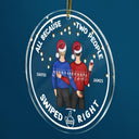 Couple de Noël, tout simplement parce que j'ai glissé vers la droite - Cadeau pour couples - Ornement acrylique circulaire personnalisé