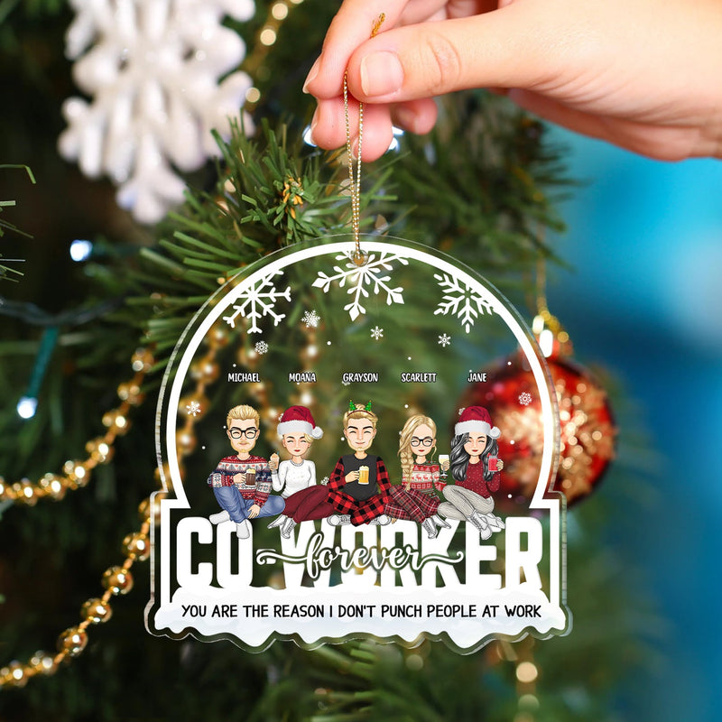 Christmas Colleagues You Are The Reason I Don't Punch People - Gift For Coworker, Colleagues, Besties - Personalized Custom Shaped Acrylic Ornament