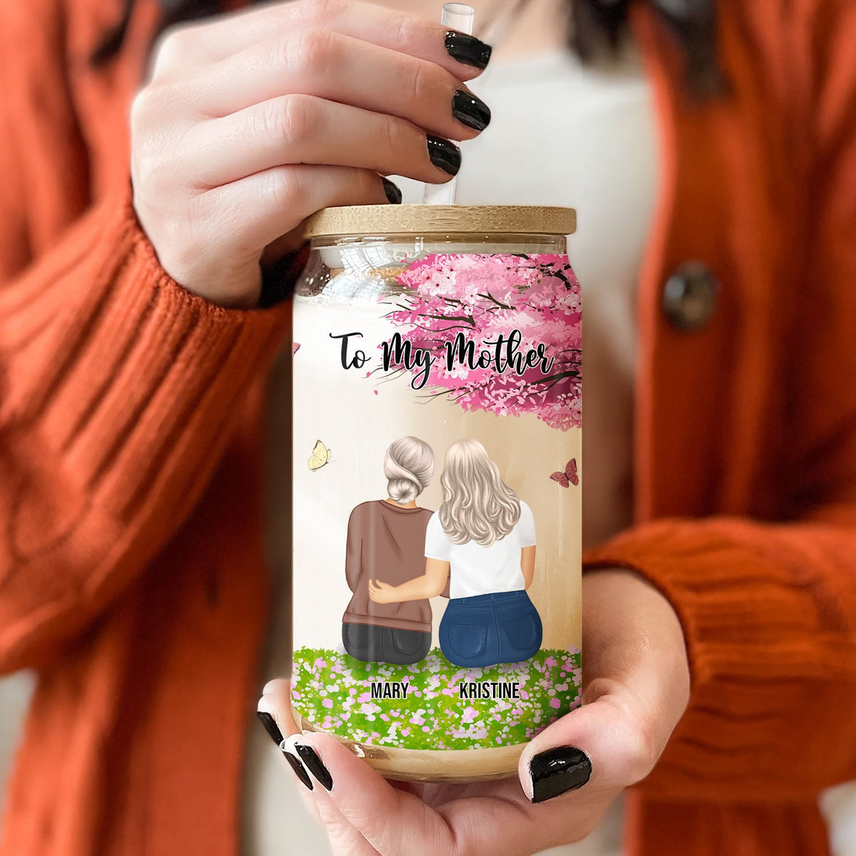 You Are Strong Fearless - Gift For Mother-Daughter And Aunt-Niece - Personalized Clear Glass Can