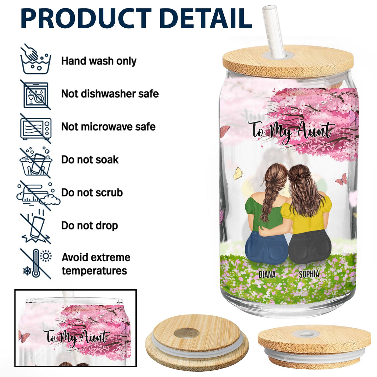 You Are Strong Fearless - Gift For Mother-Daughter And Aunt-Niece - Personalized Clear Glass Can