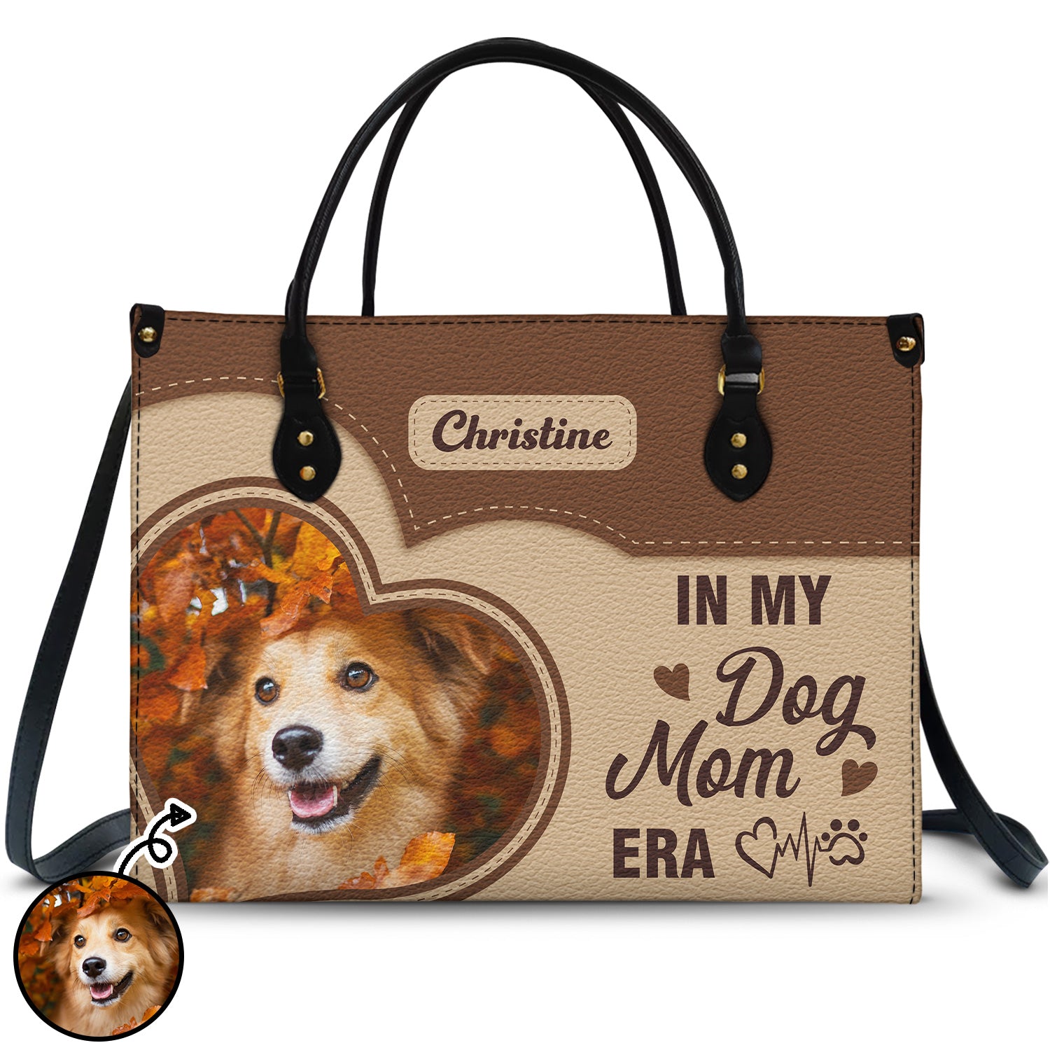 Custom Photo In My Dog Cat Mom Era - Gift For Dog Mom, Cat Mom - Personalized Leather Bag