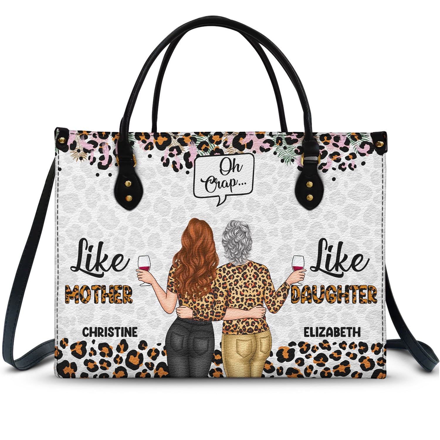 Like Mother Like Daughter Oh Crap - Gift For Mom, Mama - Personalized Leather Bag