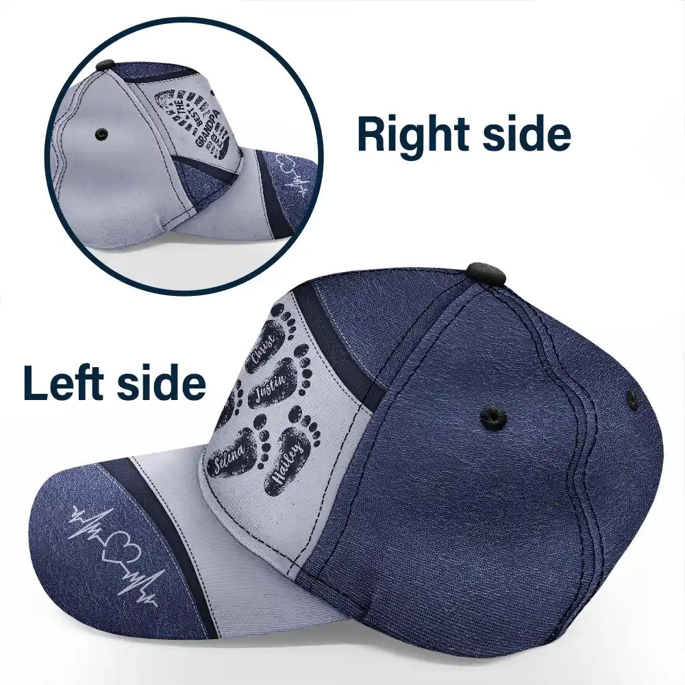 The Best Dad Grandpa Ever Footprints - Personalized Classic Cap