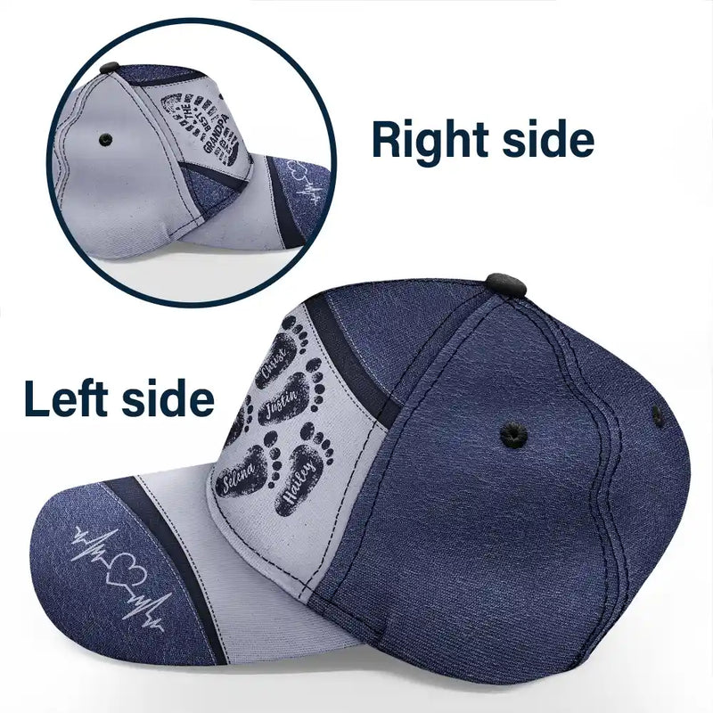 The Best Dad Grandpa Ever Footprints - Personalized Classic Cap