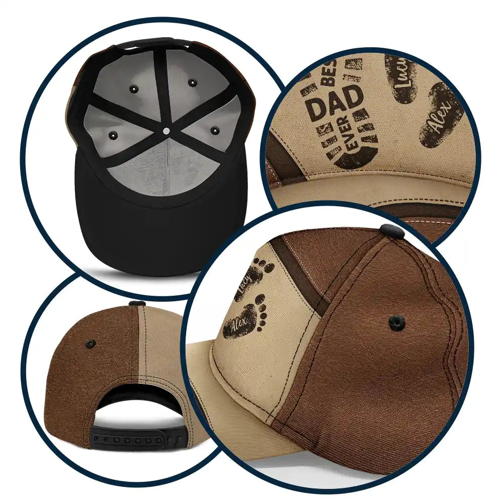 The Best Dad Grandpa Ever Footprints - Personalized Classic Cap