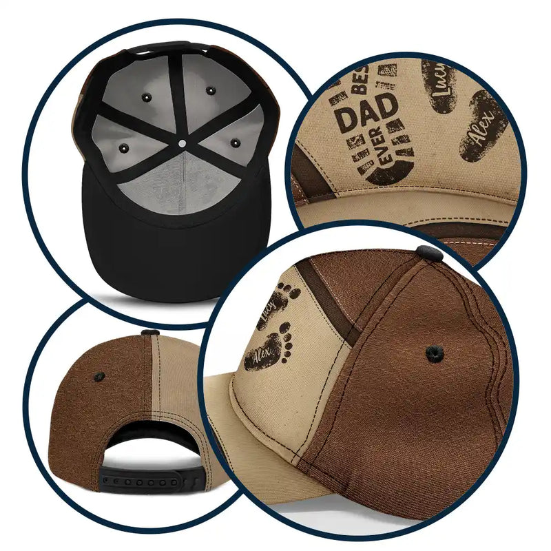 The Best Dad Grandpa Ever Footprints - Personalized Classic Cap