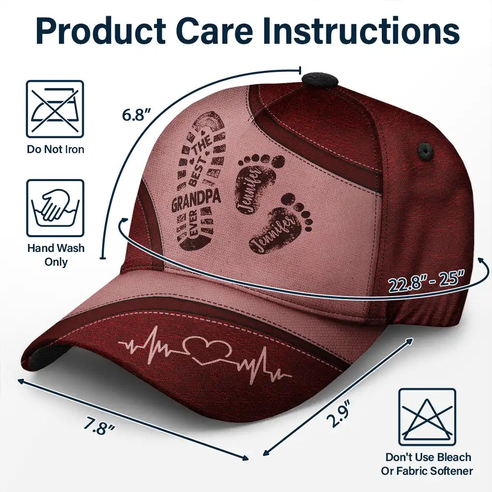 The Best Dad Grandpa Ever Footprints - Personalized Classic Cap