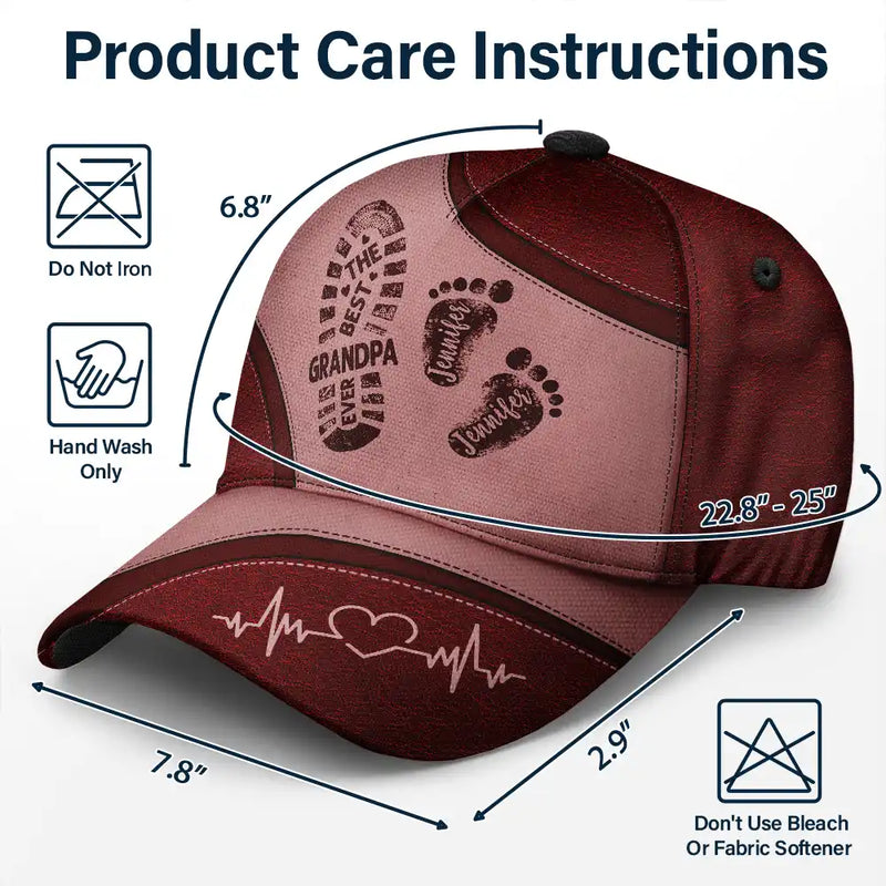 The Best Dad Grandpa Ever Footprints - Personalized Classic Cap
