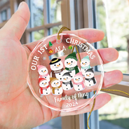 Our First Christmas As A Family - Personalized Circle Glass Ornament