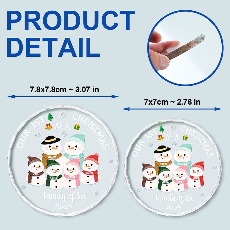 Our First Christmas As A Family - Personalized Circle Glass Ornament