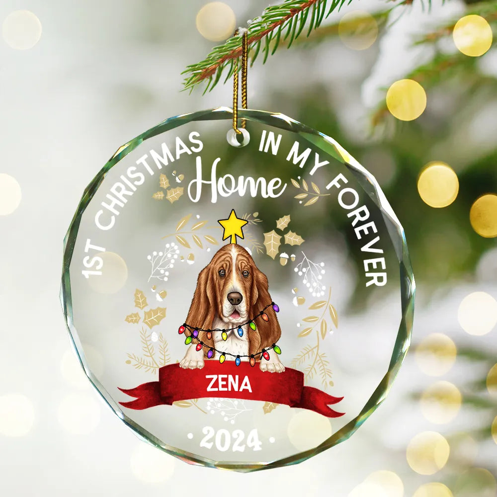 1st Christmas In My Forever Home - Personalized Circle Glass Ornament