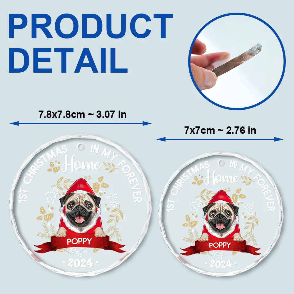 1st Christmas In My Forever Home - Personalized Circle Glass Ornament